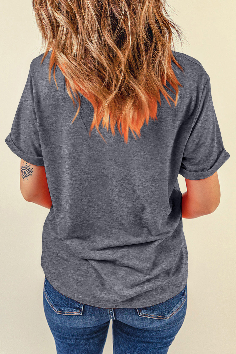 Gray Sequined Game Day Casual Tee Graphic Tees JT's Designer Fashion