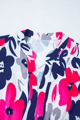 Fashion Floral Print Notched Neck Flutter Sleeve Mini Dress Floral Dresses JT's Designer Fashion