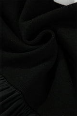 Black Ribbed Knit Long Sleeve Scoop Neck Peplum Patchwork Top Long Sleeve Tops JT's Designer Fashion
