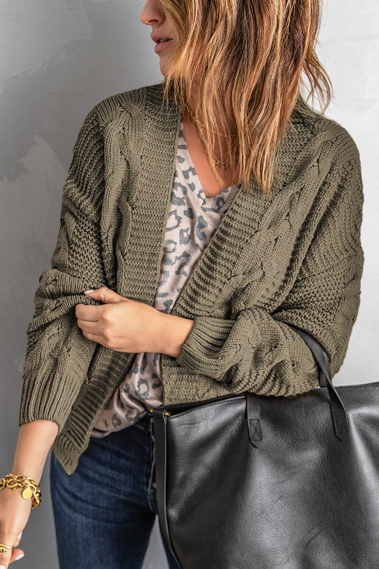 Olive Chunky Wide Long Sleeve Knit Cardigan Sweaters & Cardigans JT's Designer Fashion