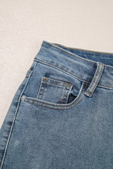 Beau Blue Slightly Distressed Ankle-length Straight Jeans Jeans JT's Designer Fashion