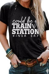 Black Could be a TRAIN STATION KINDA DAY Graphic Tee Graphic Tees JT's Designer Fashion