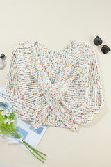 White Confetti Reversible Twist Sweater Sweaters JT's Designer Fashion