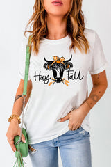 White Hay Fall Cow Head Graphic Tee Graphic Tees JT's Designer Fashion