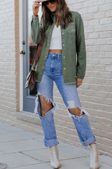 Green Ripped Denim Jacket Denim Jackets JT's Designer Fashion
