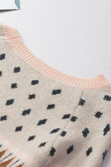 Multicolor Mixed Geometric Detail Raglan Sleeve Sweater Sweaters & Cardigans JT's Designer Fashion