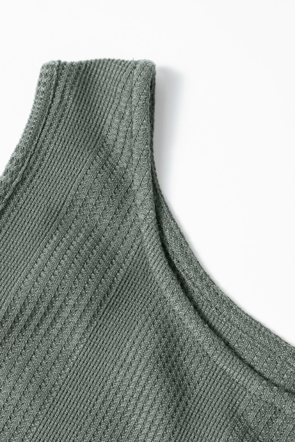 Duffel Green Solid Color Ribbed Ruffle Tank Top and Pants Set Pant Sets JT's Designer Fashion