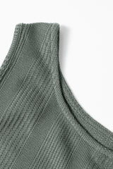 Duffel Green Solid Color Ribbed Ruffle Tank Top and Pants Set Pant Sets JT's Designer Fashion
