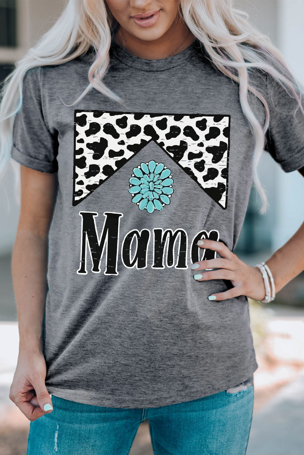 Gray Mama Cowhide Graphic Tee Graphic Tees JT's Designer Fashion