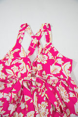 Rose Floral V Neck Crisscross Backless Long Dress Maxi Dresses JT's Designer Fashion