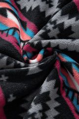 Black Aztec Printed Zip Up Collar Jacket Jackets JT's Designer Fashion