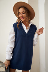 Dark Blue Knit Vest Pullover Sweater Sweaters & Cardigans JT's Designer Fashion