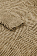Camel Checkered Textured Batwing Sleeve Sweater Sweaters & Cardigans JT's Designer Fashion