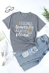 Gray Leggings Leaves and Lattes Please Graphic Tee Graphic Tees JT's Designer Fashion