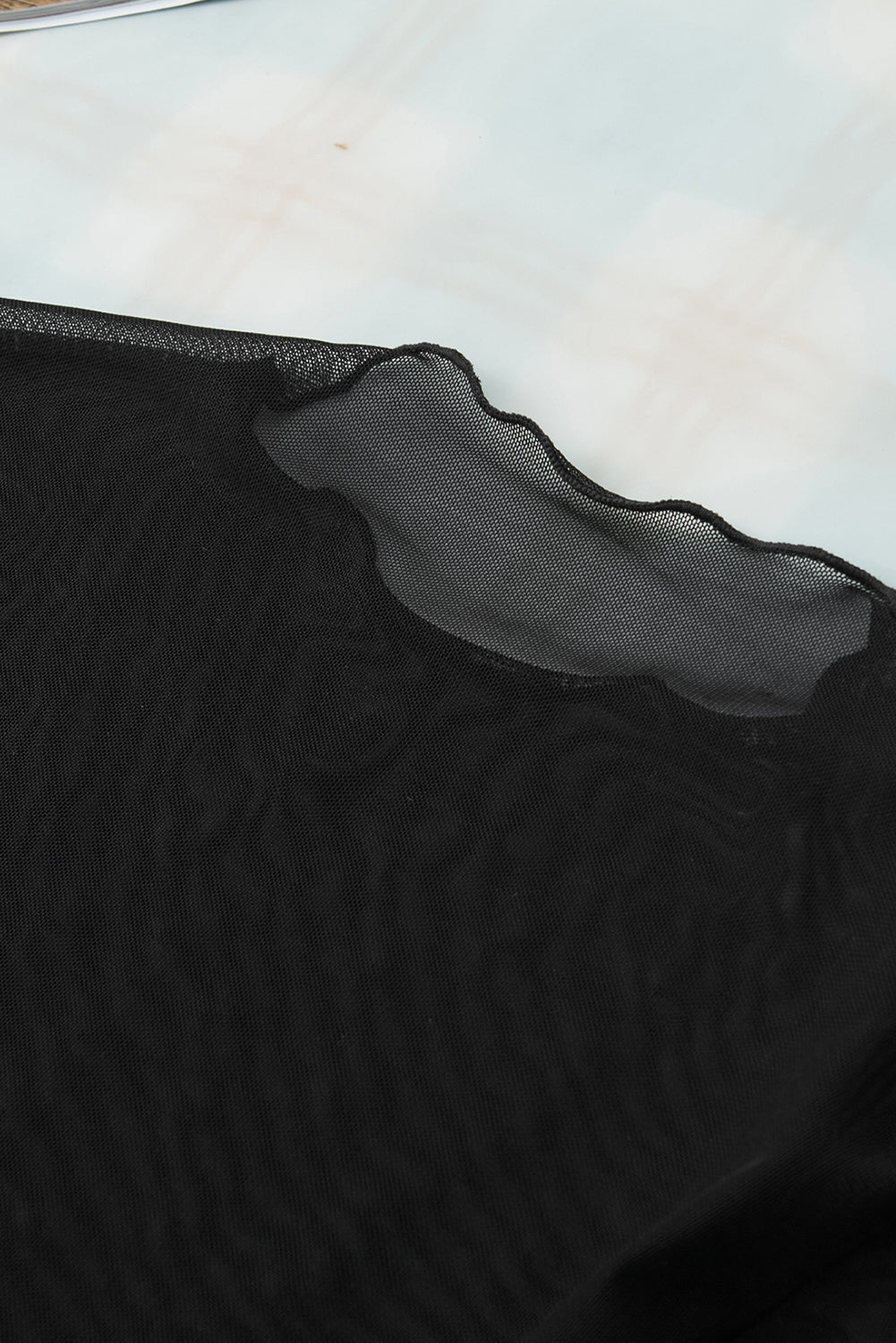 Black Rhinestone Sheer Mesh Slim Fit Long Sleeve Top Long Sleeve Tops JT's Designer Fashion