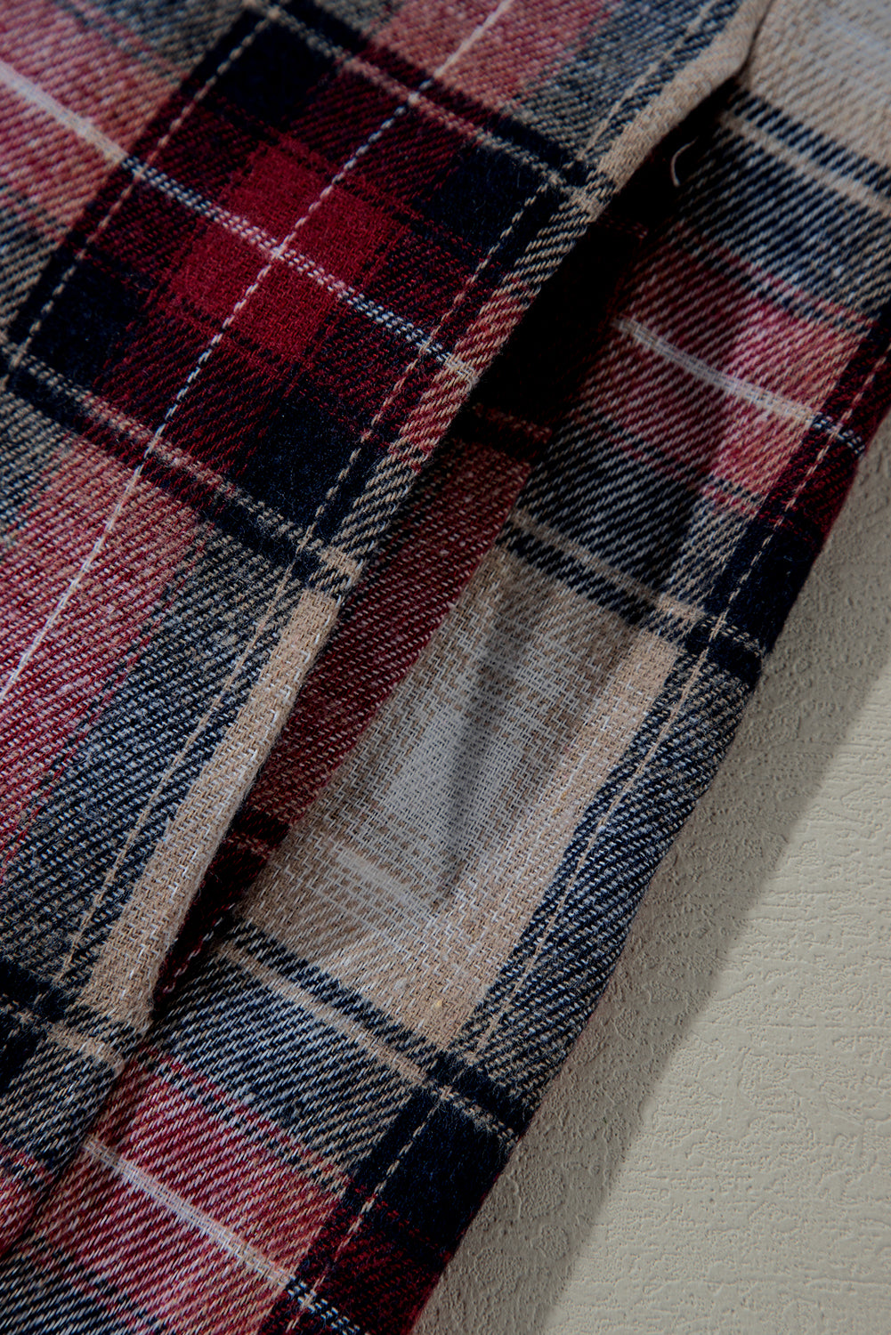Red Plaid Print Chest Pocket Buttoned Hooded Shacket Plaid Shackets JT's Designer Fashion