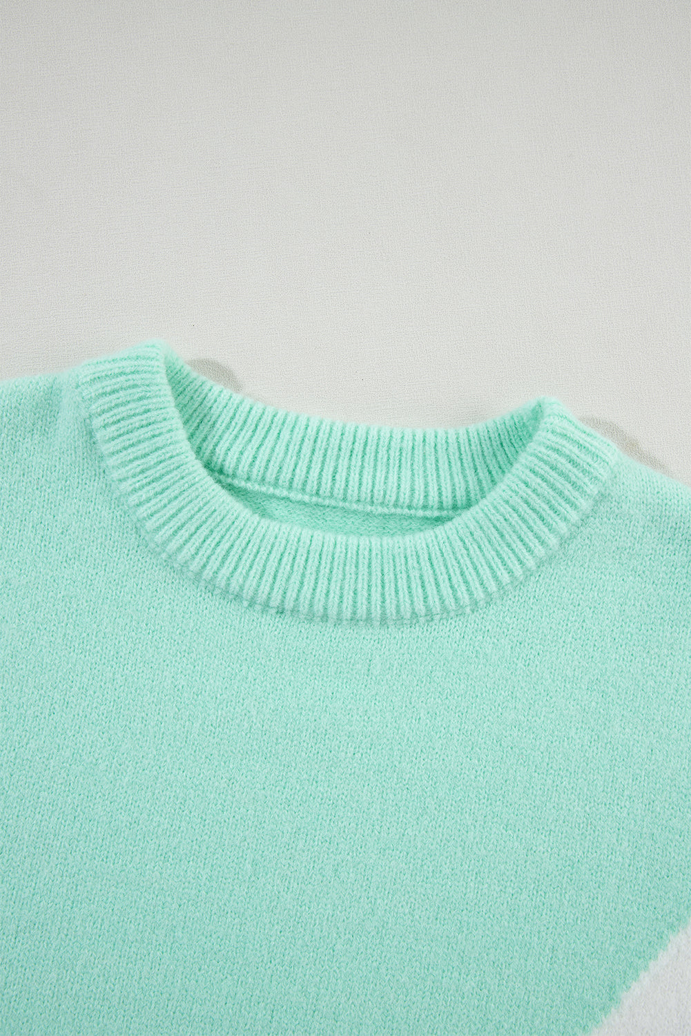 Green Chevron Colorblock Ribbed Knit Drop Shoulder Sweater Sweaters JT's Designer Fashion