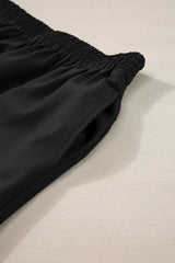 Black Ricrac Trim Tank Top Elastic Waist Shorts Set Short Sets JT's Designer Fashion