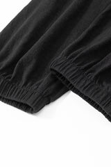 Black Plus Smocked High Waist Sleeveless V Neck Jumpsuit Plus Size Bottoms JT's Designer Fashion