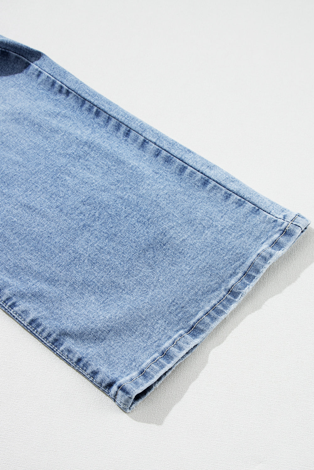 Light Blue High Rise Distressed Straight Leg Jeans Jeans JT's Designer Fashion