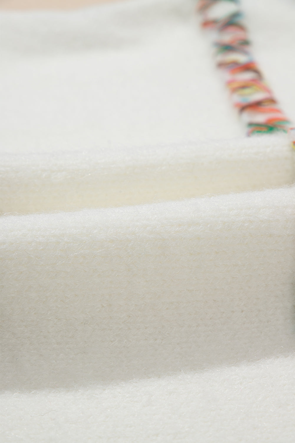 White Colorful Crossed Stitch Drop Shoulder Sweater Sweaters JT's Designer Fashion