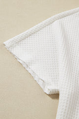 White Casual Textured Tee and Drawstring Shorts Set Short Sets JT's Designer Fashion