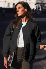 Black Floral Quilted Jacket Jackets JT's Designer Fashion