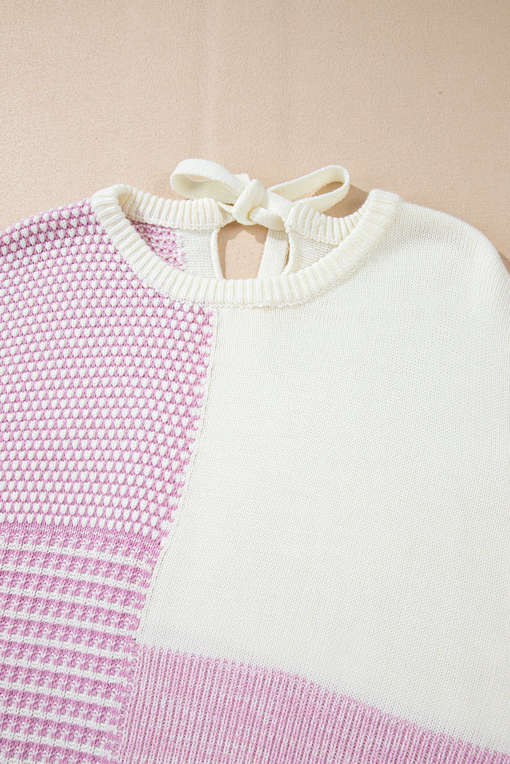 Bonbon Neutral Colorblock Tie Back Sweater Sweaters JT's Designer Fashion