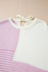 Bonbon Neutral Colorblock Tie Back Sweater Sweaters JT's Designer Fashion