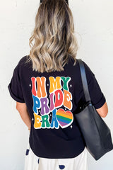 Black Pride Heart Cracking Graphic Detail Cotton Blend T Shirt Graphic Tees JT's Designer Fashion