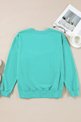 Aruba Blue Plain Drop Shoulder Crewneck Pullover Sweatshirt Sweatshirts & Hoodies JT's Designer Fashion