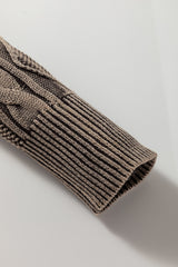 Dark Brown Contrast Cable Knit Sleeve Casual Sweater Sweaters JT's Designer Fashion