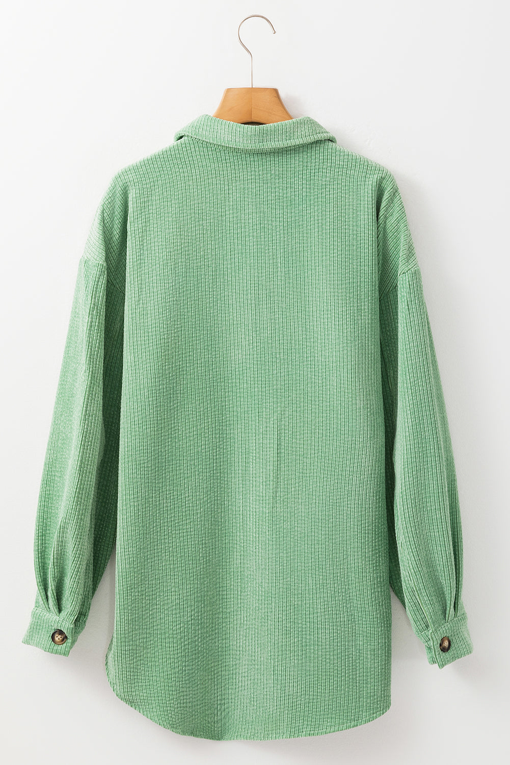 Mist Green Patched Pocket Button Up Corduroy Shacket Jackets JT's Designer Fashion