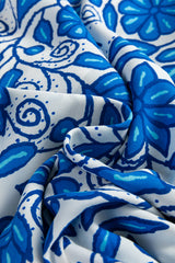 Blue Floral Printed Spaghetti Strap Maxi Dress with Waist Tie Floral Dresses JT's Designer Fashion