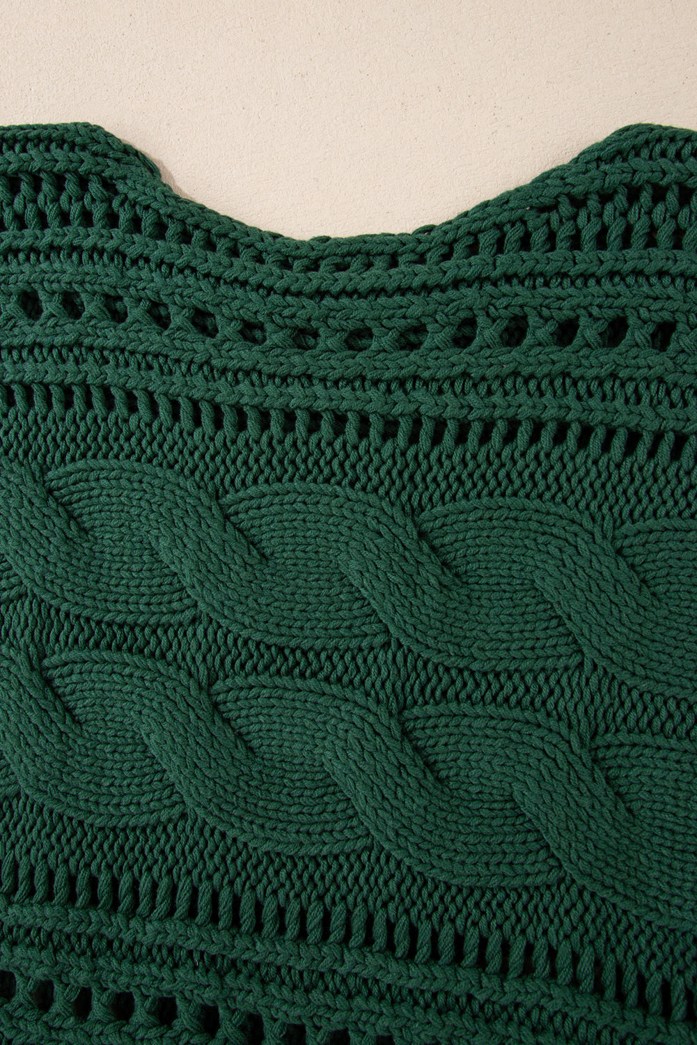 Blackish Green Hollow-out Cable Knit Cropped Sweater Sweaters JT's Designer Fashion