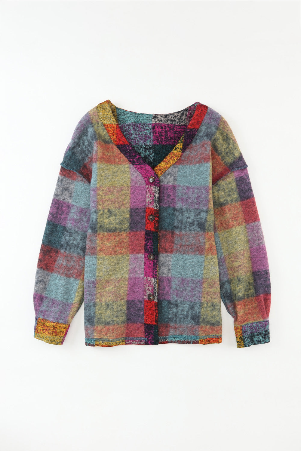 Multicolor Brushed Checked Western Buttoned Jacket Jackets JT's Designer Fashion