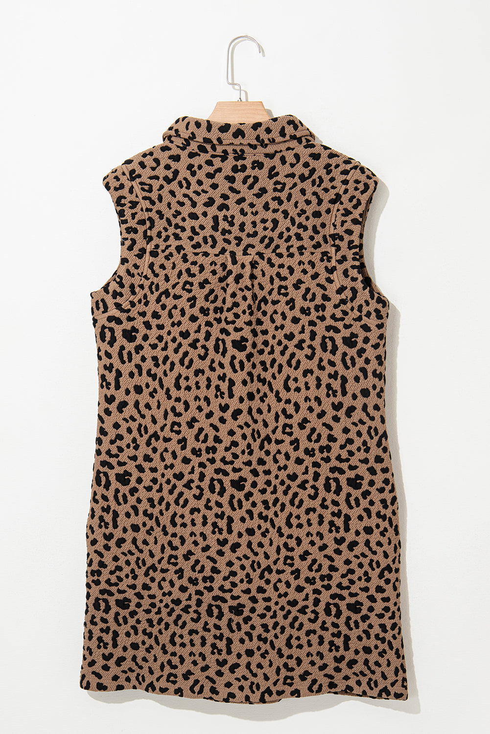 Khaki Leopard Print V Neck Sleeveless Collared Mini Dress Mini Dresses JT's Designer Fashion
