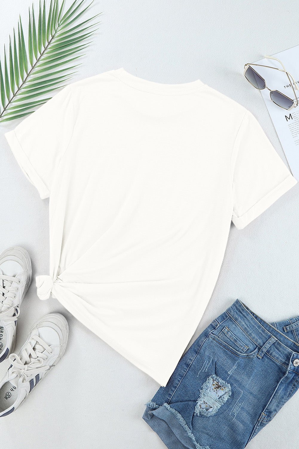 White Western Hat Boots Bow Knot Casual Graphic T Shirt Graphic Tees JT's Designer Fashion