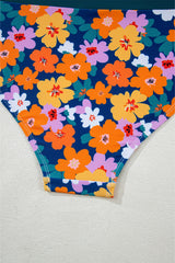 Green Floral Print Racerback Cutout High Waist 2pcs Bikini Bikinis JT's Designer Fashion