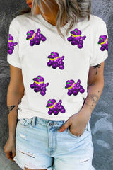 White Sequin Balloon Puppy Graphic Mardi Gras Tee Graphic Tees JT's Designer Fashion