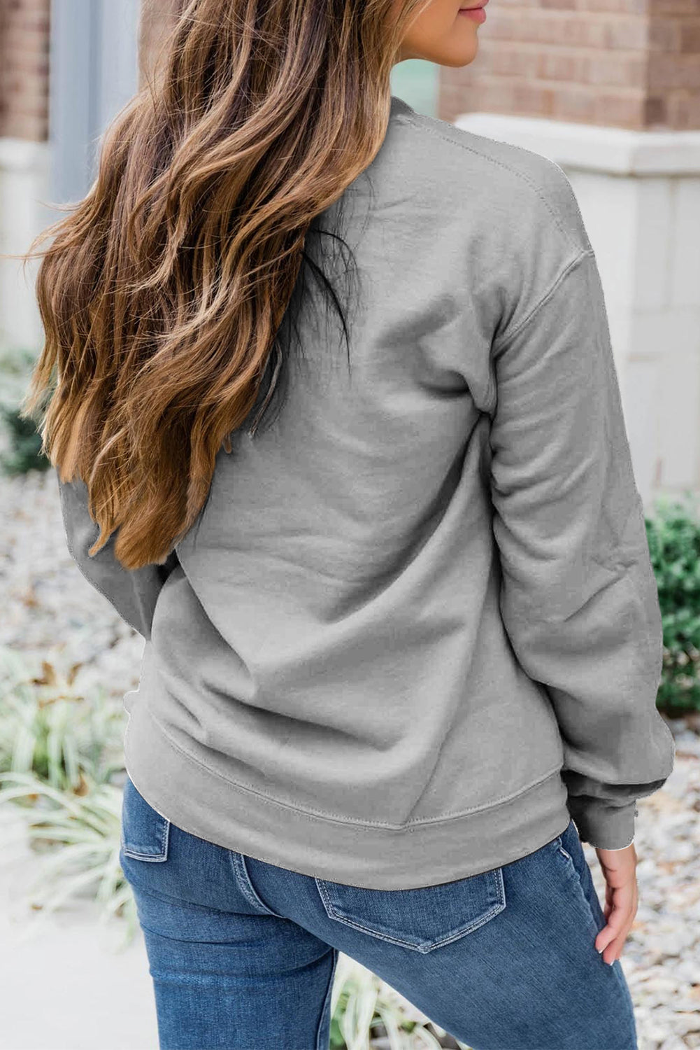 Gray Sequin Baseball Graphic Crewneck Game Day Sweatshirt Graphic Sweatshirts JT's Designer Fashion