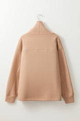 Light French Beige Drawstring Turtleneck Dolman Sleeve Sweatshirt Sweatshirts & Hoodies JT's Designer Fashion