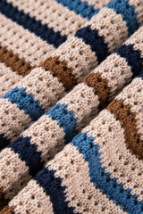 Multicolour Striped Knitted Drop Shoulder Round Neck Sweater Sweaters JT's Designer Fashion