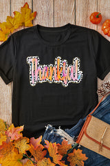 White Thankful Cow Print Crew Neck T Shirt Graphic Tees JT's Designer Fashion