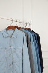 Black Washed Oversize Pocketed Denim Jacket Denim Jackets JT's Designer Fashion
