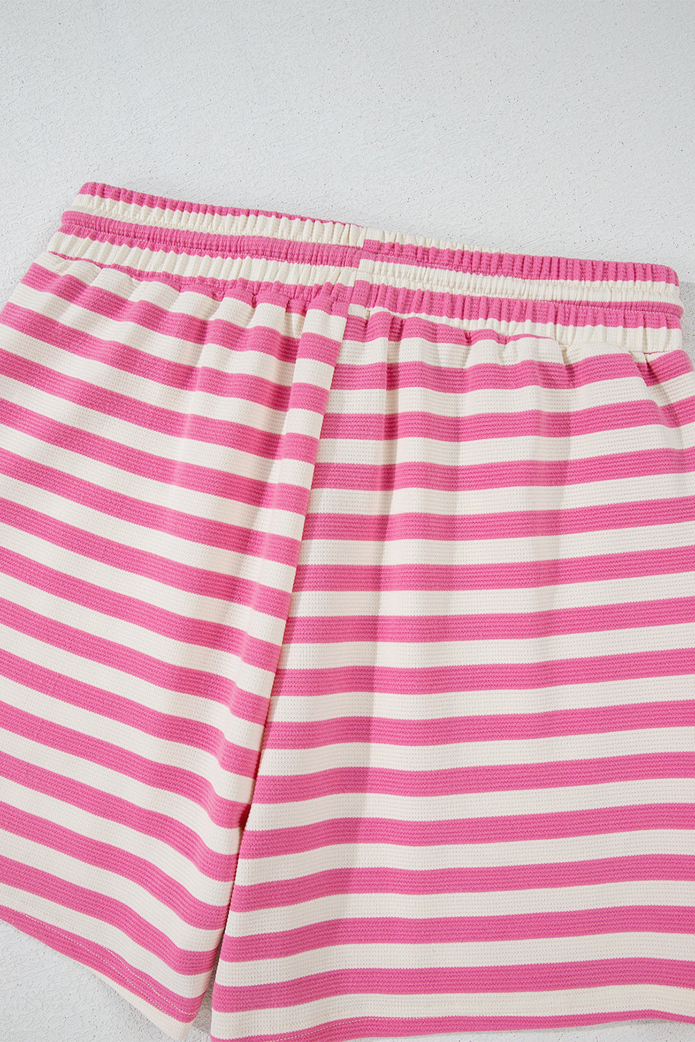 Rose Stripe Crew Neck T Shirt and Drawstring Shorts Set Short Sets JT's Designer Fashion