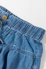 Dusk Blue Mineral Wash Button Fly Waist Wide Leg Jeans Jeans JT's Designer Fashion