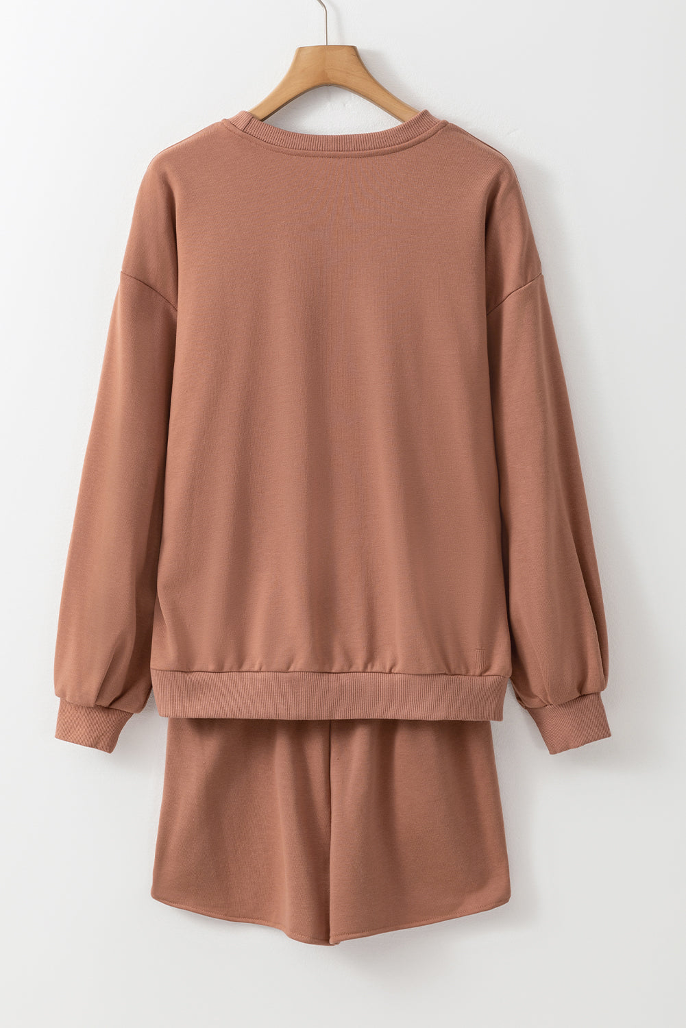 Straw Yellow Sequined COFFEE Loose Fit Sweatshirt and Shorts Set Short Sets JT's Designer Fashion