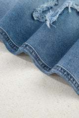 Stone Blue Star Patchwork Cropped Wide Leg High Waist Jeans Jeans JT's Designer Fashion