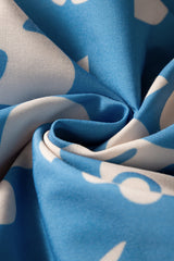 Sky Blue Floral U Neck Flutter Shoulder Tiered Flowy Midi Dress Floral Dresses JT's Designer Fashion